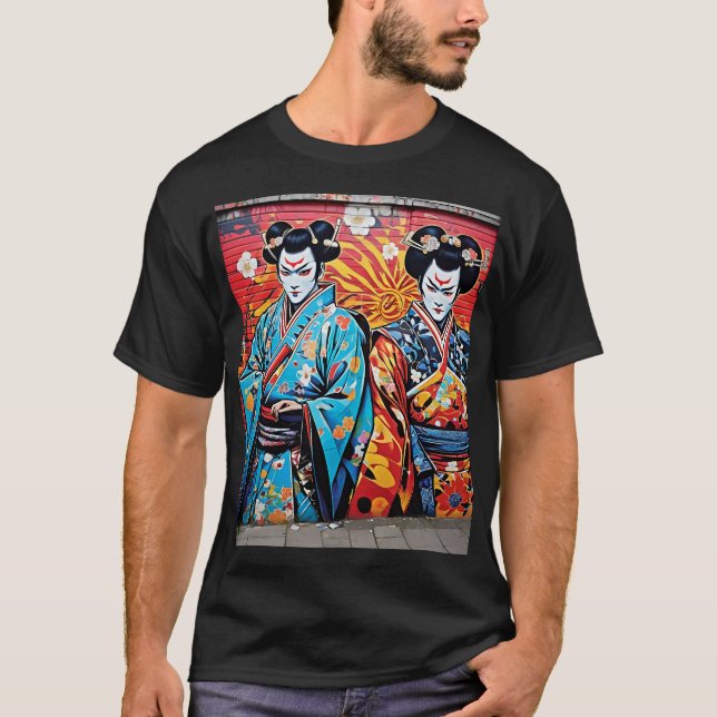 Camiseta Kabuki and Sakura: Japanese-Inspired Art (Anverso)