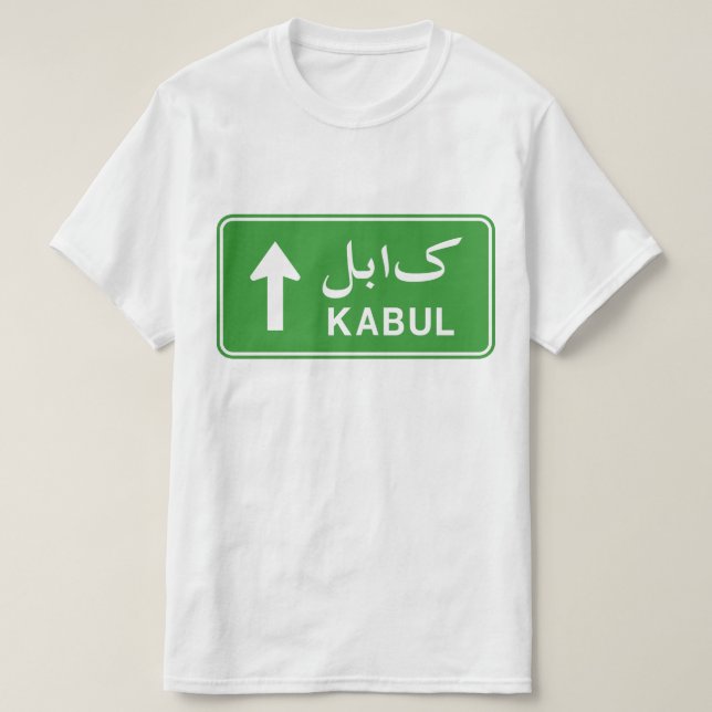 Camiseta Kabul, Afganistán, Rótulo de la Calle de Tráfico (Diseño del anverso)