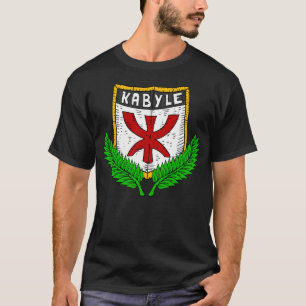 Camiseta Kabyle. Orgulloso. Bandera Bereber En Escudo.