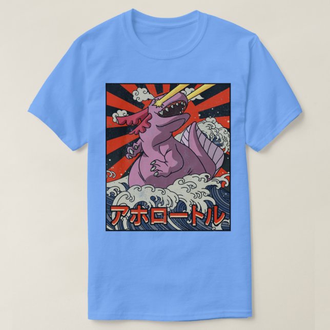 Camiseta Kaiju Axolotl Gran Ola De Kanagawa Japonés Kai (Diseño del anverso)