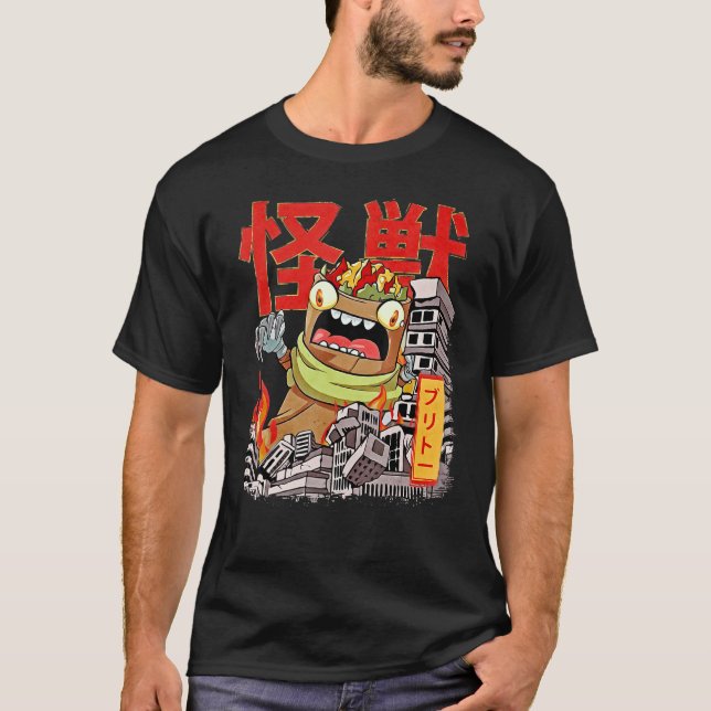 Camiseta Kaiju Burrito Monstruo japonés de comida mexicana (Anverso)