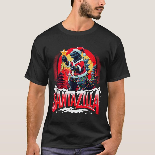 Camiseta Kaiju Christmas Santazilla Japanese Monster Dinosa (Anverso)