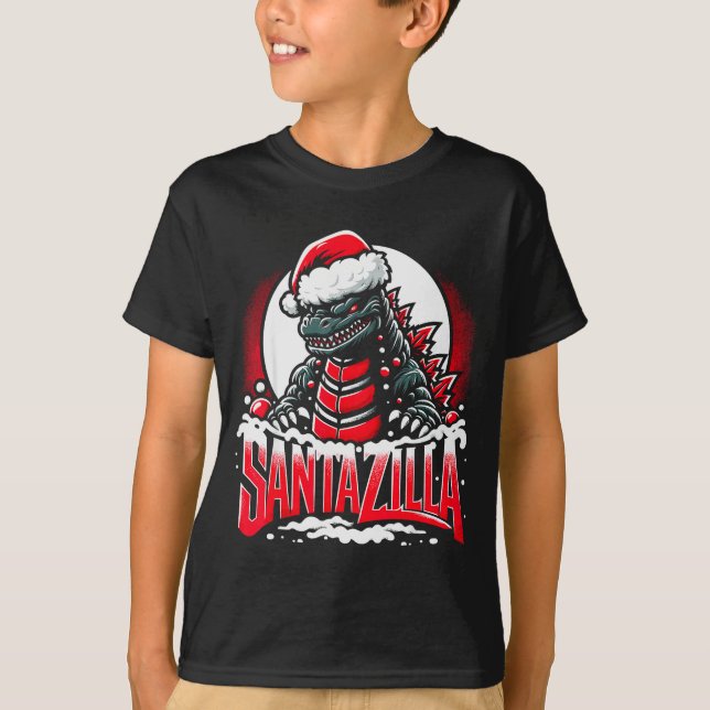 Camiseta Kaiju Christmas Santazilla Japanese Monster Dinosa (Anverso)