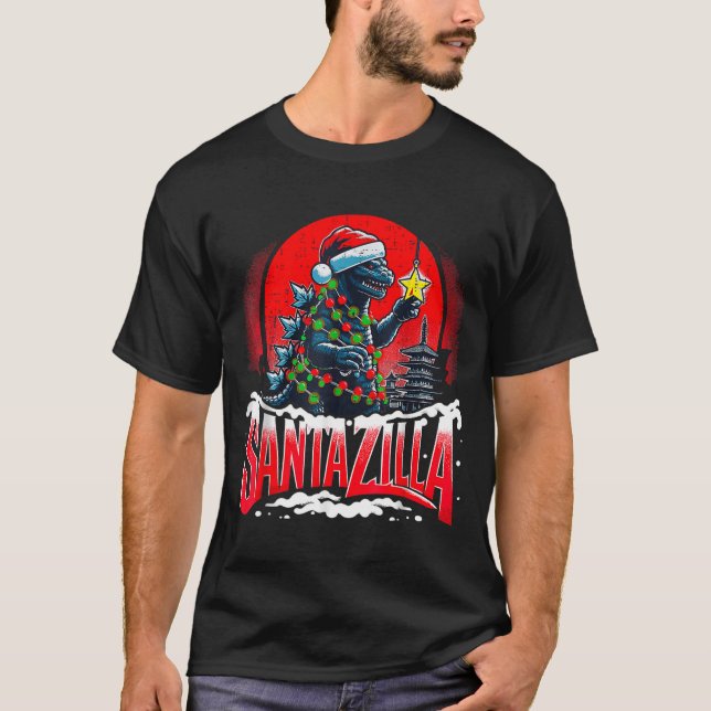 Camiseta Kaiju Christmas Santazilla Japanese Monster Dinosa (Anverso)