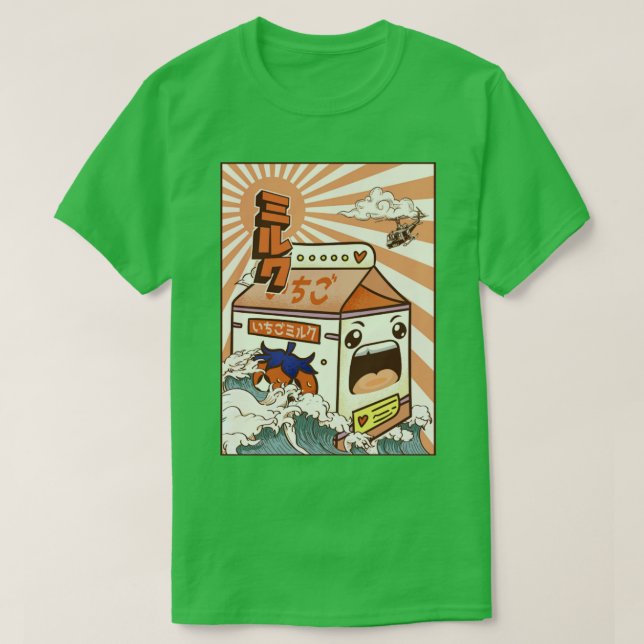 Camiseta Kaiju Fresa Leche Carton Monstruo japonés Regalo (Diseño del anverso)