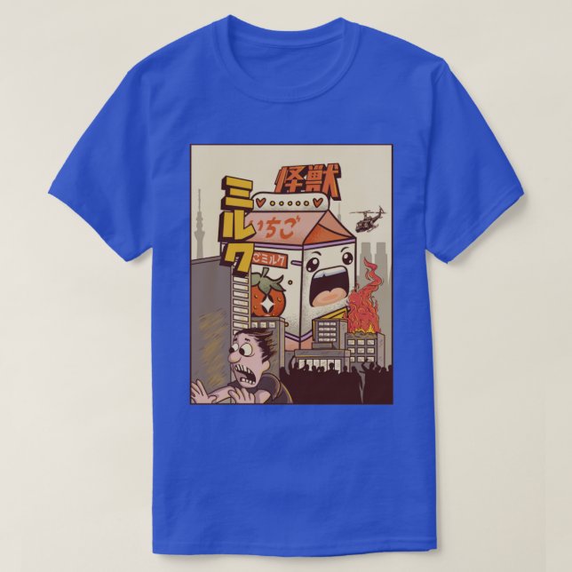 Camiseta Kaiju Fresa Leche Carton Monstruo japonés Regalo (Diseño del anverso)