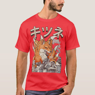 Camiseta Kaiju Kitsune Nueve Cuchillada De Monstruo Japonés