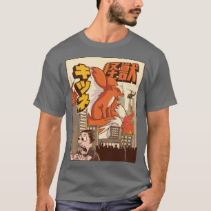 Camiseta Kaiju Kitsune Nueve Monstruo Japonés de Fox con co