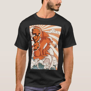 Camiseta Kaiju Kitsune Nueve Monstruo Japonés de Fox con co