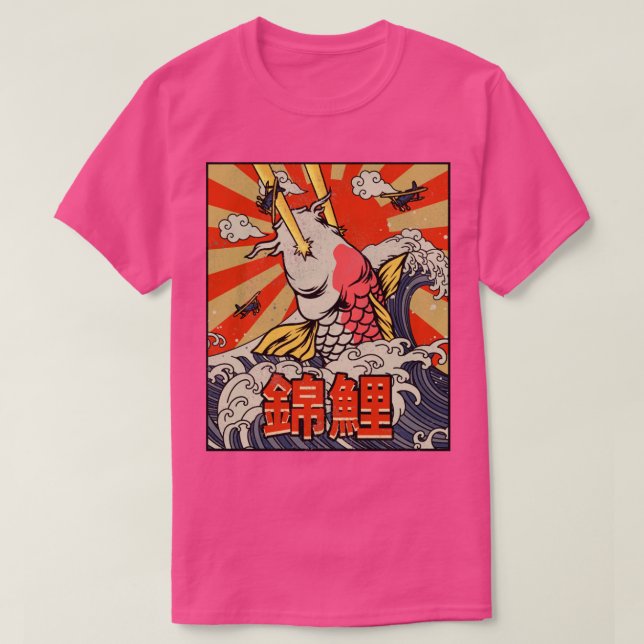 Camiseta Kaiju Koi Fish Nishikigoi Gran Ola frente a Kanaga (Diseño del anverso)