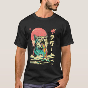 Camiseta Kaiju Monstruo Arte Japonés Legendario Gato Lluvia