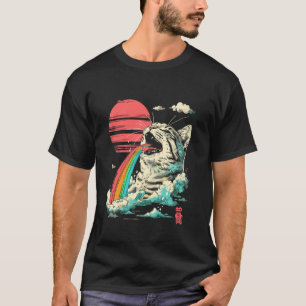 Camiseta Kaiju Monstruo Arte Japonés Legendario Gato Lluvia