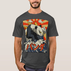 Camiseta Kaiju Panda Gran Ola de Kanagawa Japonés Kaiji