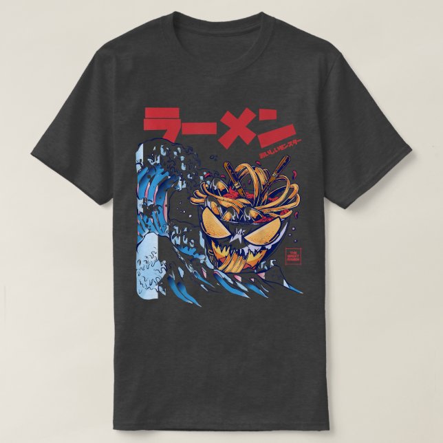 Camiseta Kaiju Ramen Gran Ola De La Comida Japonesa Kanagaw (Diseño del anverso)