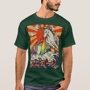 Camiseta Kaiju Unicorn Gran Ola De Kanagawa Japonés Kai