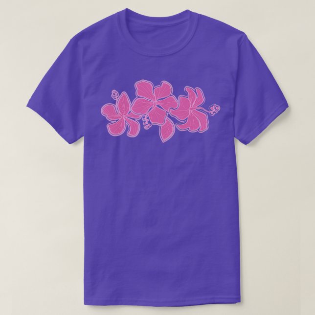Camiseta Kailua Hibiscus Hawai Ingeniería Floral Rosa Te (Diseño del anverso)