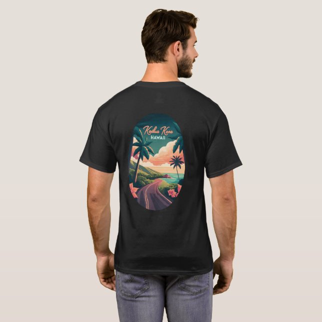 Camiseta Kailua Kona Hawaii Gran Isla Sunset Retro (Reverso completo)