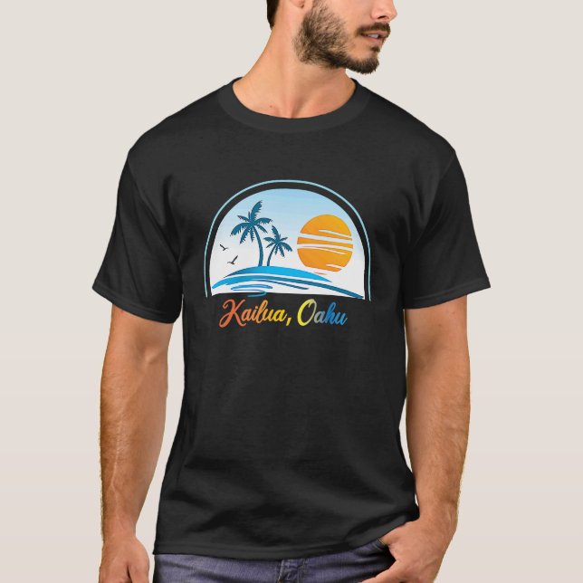 Camiseta Kailua, Oahu HI Hawaii Surfer de Palmeras G (Anverso)