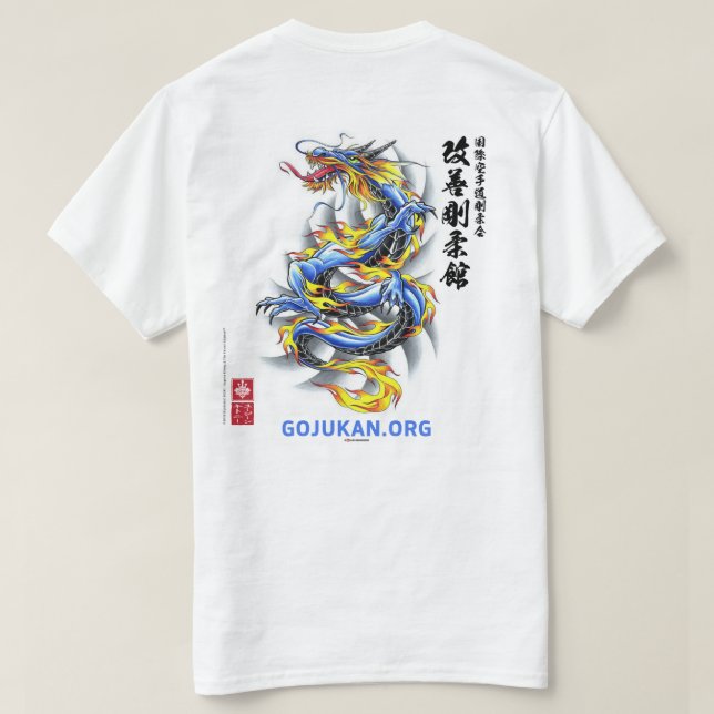 Camiseta Kaizen Gojukan Fiery Blue Dragon T-Shirt (Reverso del diseño)