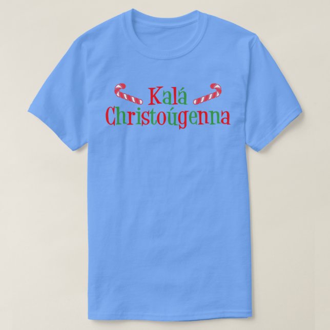 Camiseta Kala Christougenna Greek Merry Christmas Candy Can (Diseño del anverso)