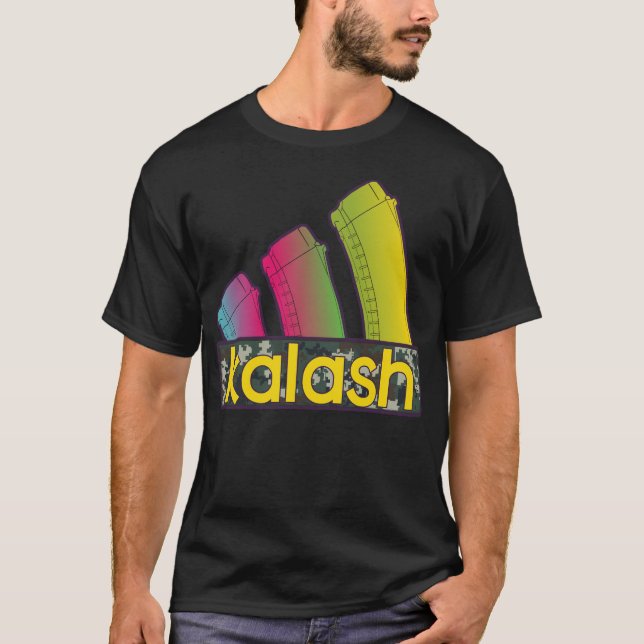 Camiseta Kalash colorido tres revistas de fusiles de asalto (Anverso)