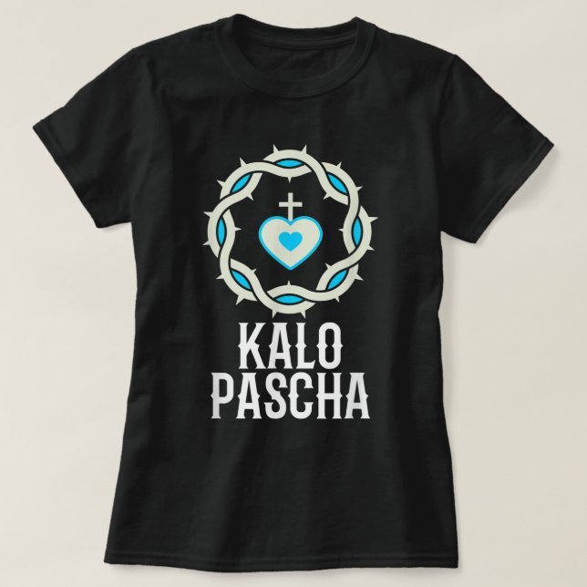 Camiseta Kalo Pascha Pascua Pascua Griega Feliz Pascua (Diseño del anverso)