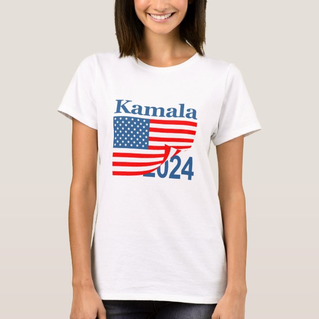 Camiseta Kamala 2024: Bandera doblada revela a Harris Presi (Anverso)