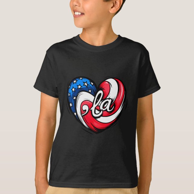 Camiseta Kamala Harris 2024 American Flag Heart Comma La Pa (Anverso)
