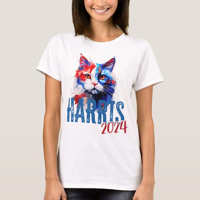 Camiseta Kamala Harris 2024 con Cat (Anverso)
