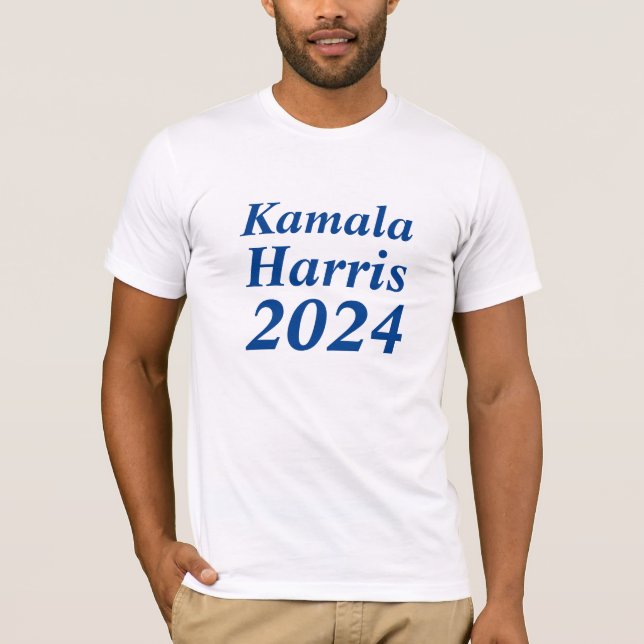 Camiseta Kamala Harris 2024 Nombre personalizado y año blan (Anverso)
