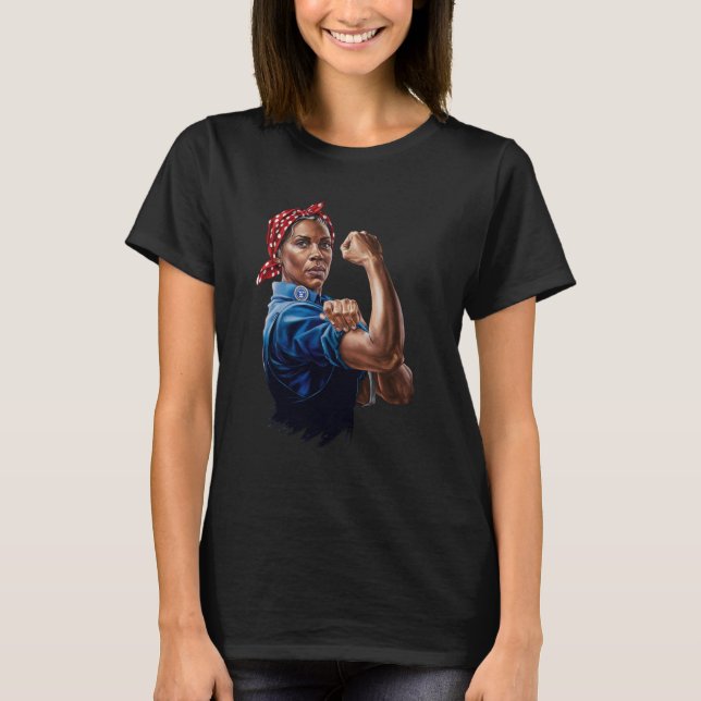 Camiseta Kamala Harris 2024 Rosie The Riveter Childless Cat (Anverso)