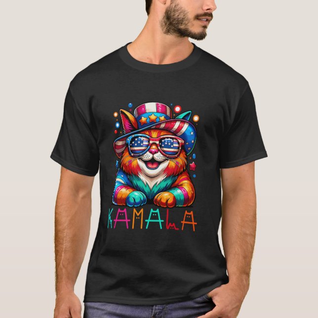 Camiseta Kamala Harris Cat Lettering Funny President Kamala (Anverso)