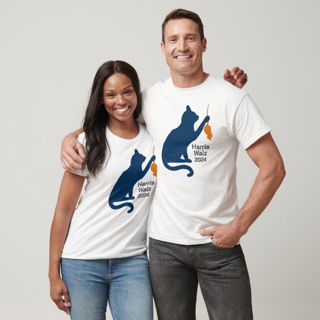 Camiseta Kamala Harris Cat w Naranja Rat (Unisexo)