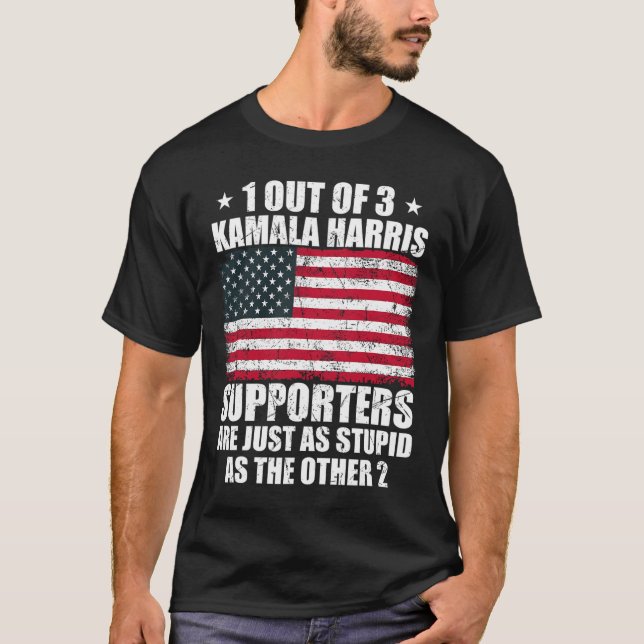 Camiseta Kamala Harris Estúpido Chiste Bandera Estadouniden (Anverso)
