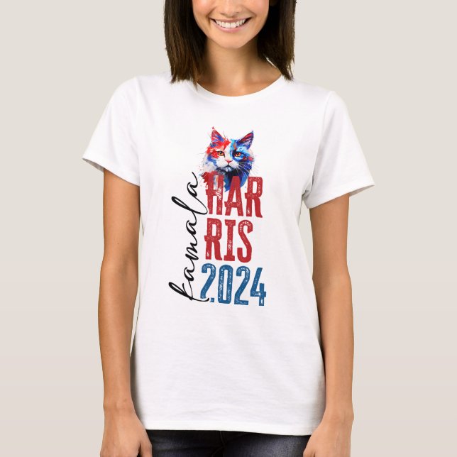 Camiseta Kamala Harris Patriotic Cat T-Shirt (Anverso)