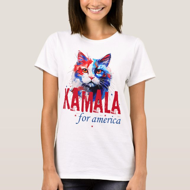 Camiseta Kamala Harris Patriotic Cat T-Shirt (Anverso)