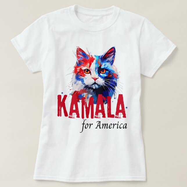 Camiseta Kamala Harris Patriotic Cat T-Shirt (Diseño del anverso)