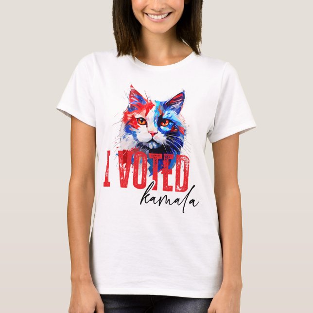 Camiseta Kamala Harris Patriotic Cat T-Shirt (Anverso)