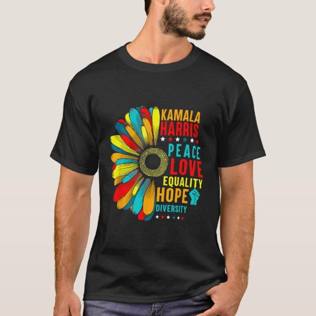Camiseta Kamala Harris Peace Love Equality Hope Diversity (Anverso)