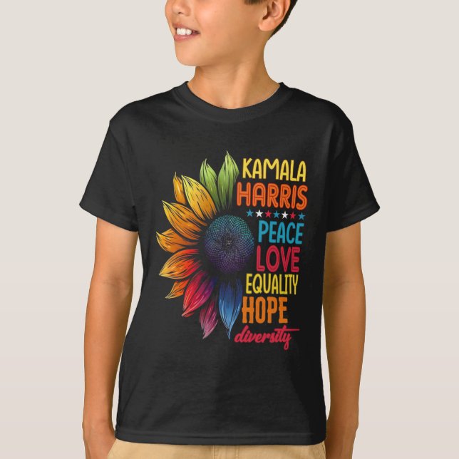 Camiseta Kamala Harris Peace Love Equality Hope Diversity (Anverso)