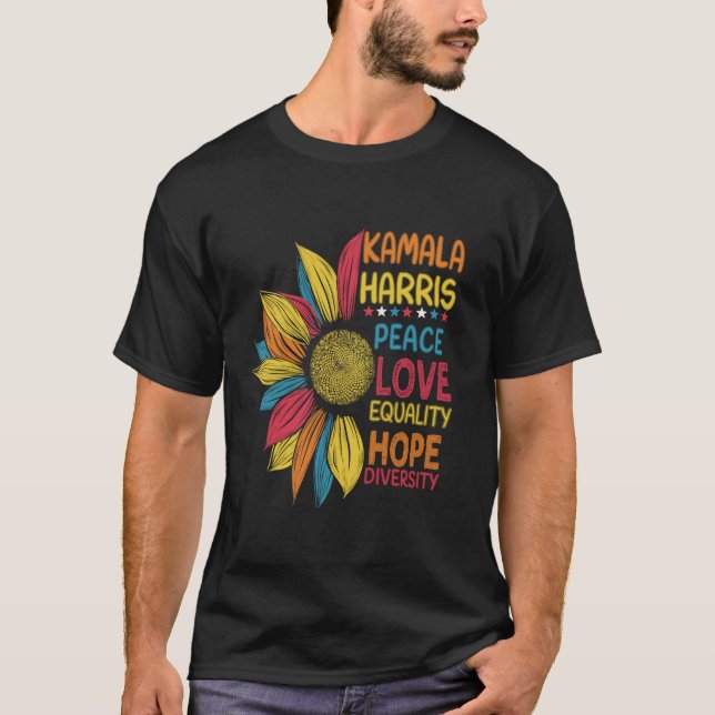 Camiseta Kamala Harris Peace Love Equality Hope Diversity T (Anverso)