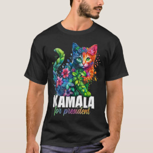 Camiseta Kamala Harris Por El Presidente Cute Cat Floral Fe