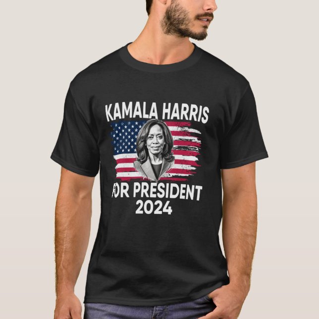 Camiseta Kamala Harris por la presa de la bandera estadouni (Anverso)