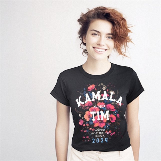 Camiseta Kamala Harris Tim Walz Floral First (Kamala Harris Tim Walz Floral Female First T-Shirt)