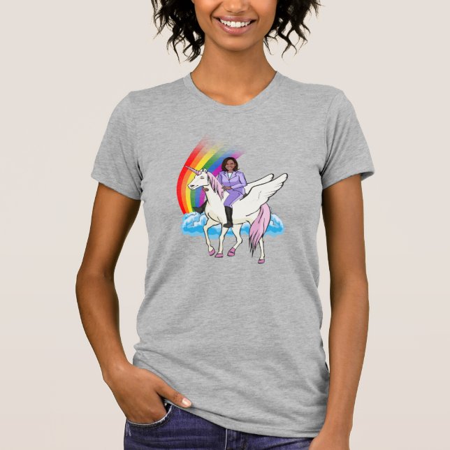 CAMISETA KAMALA HARRIS UNICORN Y RAINBOW (Anverso)