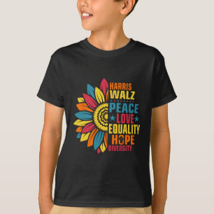 Camiseta Kamala Harris Waltz Peace Love E Hope Diversity