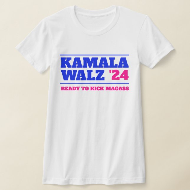 Camiseta Kamala Harris Walz 2024 rosa y azul (Distribución)