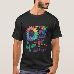 Camiseta Kamala Harris Walz Peace Love Diversity Equality R