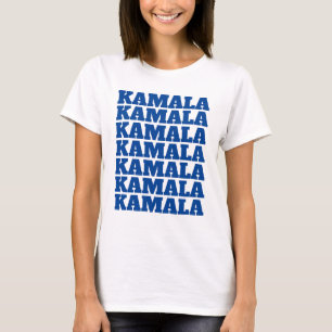 Camiseta KAMALA KAMALA KAMALA texto demócrata azul