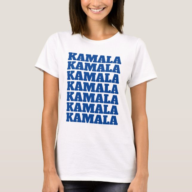 Camiseta KAMALA KAMALA KAMALA texto demócrata azul (Anverso)